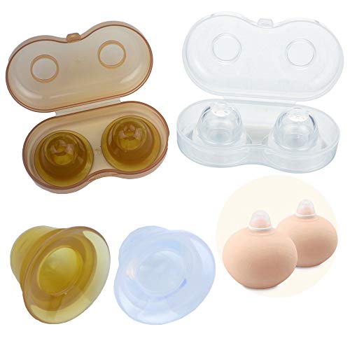 Aokbean 2 Sets(4pcs) Nipple Sucker Corrector for Inverted, Nipple Puller or Extender,Nipple Shields Nipple Enhancer Suckers with Dustproof Case for Girls Pregnant Woman Breast Feeding