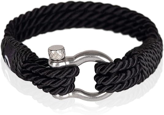 Paracord Bracelet for Men - Twisted Rope Bracelets for Men, Handmade Mens Bracelets Jewelry, Boyfriend Gifts Birthday, Pulseras Para Hombres, Men's Bracelet Gifts for Son Black 9