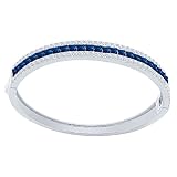 USDIAMONDKING 18+ Grams Real Genuine Italian Sterling Silver Sapphire Blue 6.75 Cwt. Princess & Roun