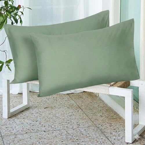 Image of Naksh Exotic Garden Collection Cotton 210 TC Plain Pillow Covers Set of 2, Moss Green, Sleep Pillow Covers (18 x 27 in)|Soft Pillows Covers Cotton for Big Pillows