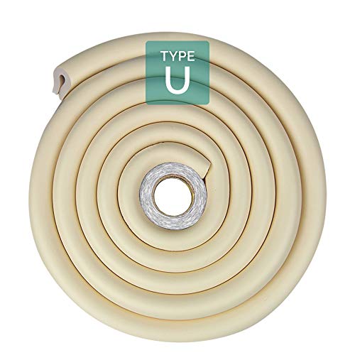 TRITINA Protector de la Mesa Cristal Parachoques, 6.6ft / 2m Tipo U Cojín Esquina Escritorio Redondo del café Seguridad casera 1r, Guardia bebé, Prueba los niños niño (Leche Blanca)