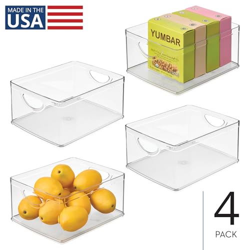 Image of iDesign Plastic Stackable Kitchen Cabinet Storage Bin, Clear, 4-Pack | With Handles, Pantry Organizer