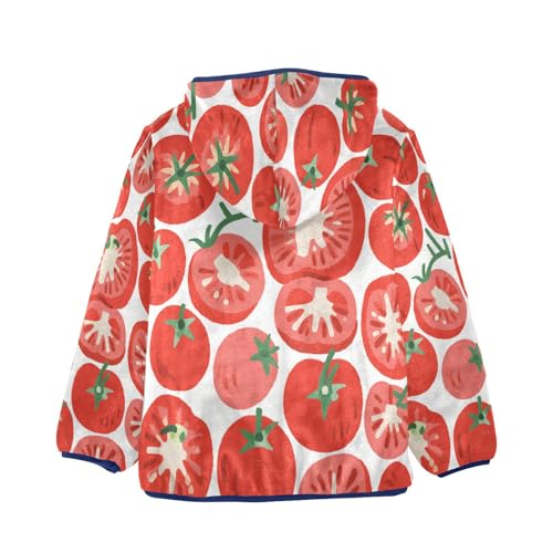 Tomato Pattern Print with Slices Toddler Fleece Jacket Girl Boys Hooded Fleece Jacket Coat Warm Outwear Zip-up 3-10T2