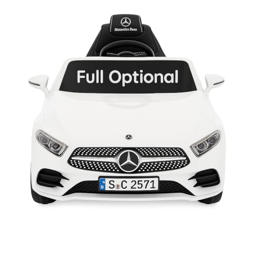 BabyCar Mercedes CLS 350 AMG | Macchina Elettrica per Bambini 12V con 2 Motori 25W | Auto Elettrica Per Bambini Telecomandata, Sedile in Pelle, Porte Apribili, MP3/USB | Licenza Ufficiale | Bianca