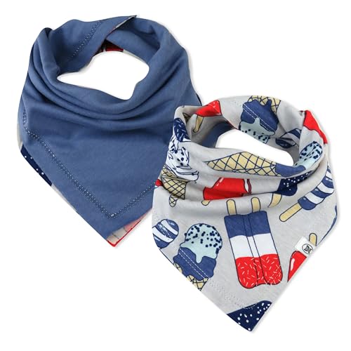 HonestBaby unisex-baby Reversible Bandana Drool Bib Burpcloths Adjustable Snaps 100% Organic Cotton for Baby Boys & Girls