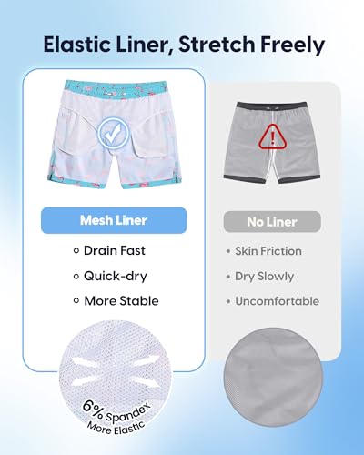 Image of maamgic Mens Swim Trunks 5 Inch with Mesh Lining, Quick Dry Mens Bathing Suit, Swim Shorts for Swimming and Beach