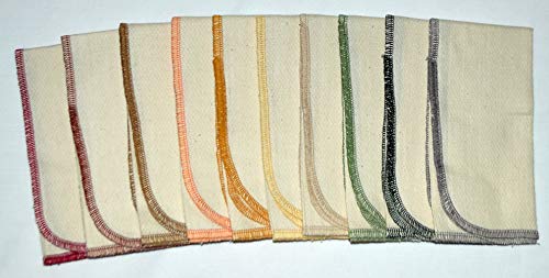 Gina's Soft Cloth Shop 1 Ply Organic Cotton Paperless Towels 14x14 Inches Set of 10 Organic Thread Earth's Palette Assortment - Proudly Made in the USA!
