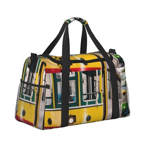 Lisbon Tram Print Travel Duffle Bag For Men Women Sport Gym Handbag With Shoulder Strap For Travel3
