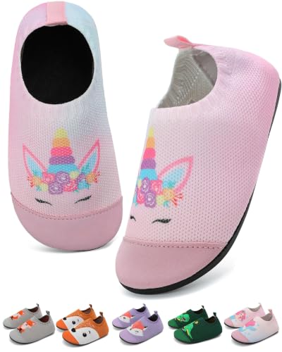 BARFULKER Hausschuhe Kinder Mädchen Junge Kindergarten Slippers,Rosa 27 EU