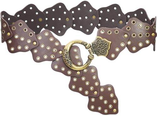 Wide Disc Belt for Women Concho Leather Belts Boho Western Waist Belt for Dress