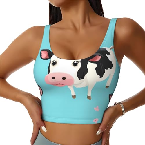 Chaleco deportivo para mujer sin mangas para entrenamiento casual con estampado divertido de vaca