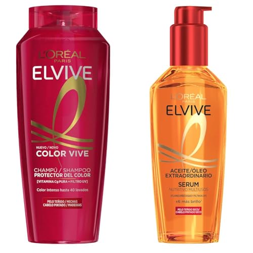 Pack L'Oréal Paris Elvive Champú Color Vive + Elvive Aceite extraordinário para Cabellos Teñidos
