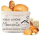 QXRXN Brotkorb Stoff Geschenk zum Einzug ins Haus VIELE SCHÖNE MOMENTE IM NEUEN ZUHAUSE, Brötchenkorb Einweihungsgeschenk Wohnung Lustig, Brottasche Geschenk zum Umzug In Ein Neues Haus
