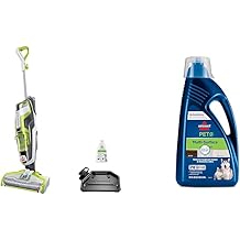Bissell CrossWave Floor and Area Rug Cleaner, Wet-Dry Vacuum, 3888A, Corded electric, Green + BISSELL Multi-Surface Pet Formula with Febreze Freshness for Crosswave (80 oz), 2295L
