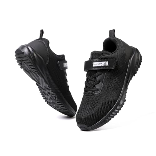 Boyuwarm Kids Athletic Tennis Shoes, Lightweight Running Sneakers, Non-Slip Sport Shoes, Boys Girls (Black, Toddler, 8, Numeric, US Footwear Size...