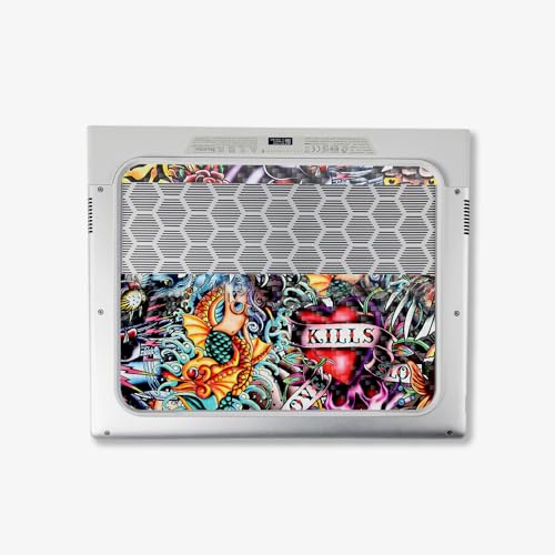 Image of MightySkins Carbon Fiber Skin Compatible with Alienware X14 R2 (2023) Full Wrap Kit - Old School Tattoo | Protective, Durable Textured Carbon Fiber Finish | Easy to Apply | Made in The USA