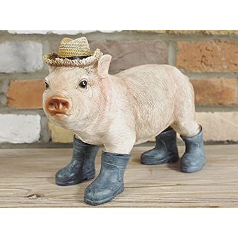 giftwarez Vintage Resin Home Garden Pig Animal Sculpture Figurine Statue Large Ornament E Cover
