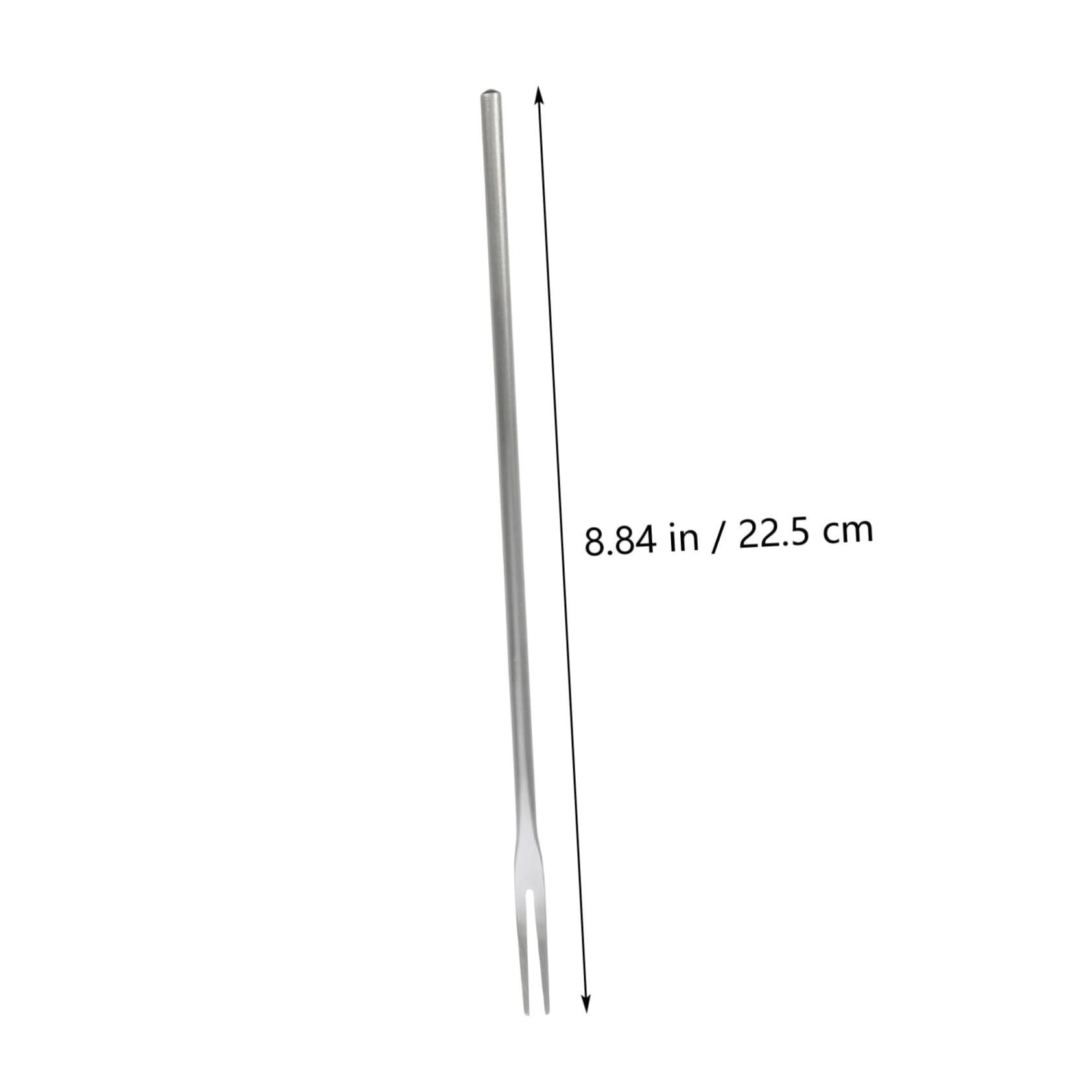 MUCKLILY 2Pcs Stainless Steel Long Handle Fruit Forks Double Tooth Dessert Forks Practical Party Supplies for Home Banquet Bar for Appetizers and Snacks