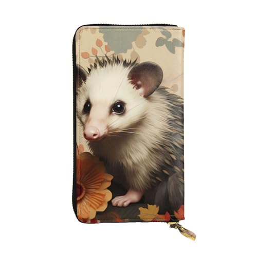 Opossum Pattern Picture Leather Long Clutch Wallet for Fashionable Girls and Women - Durable, Stylish, and Functional, Black, One Size