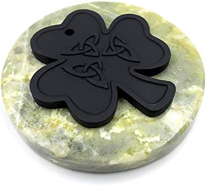 Irish Peat Shamrock on Connemara Marble Paperweight