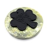 Irish Peat Shamrock on Connemara Marble Paperweight