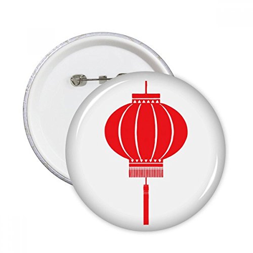 Badge Lanterne Rouge Chinois Rond Bouton Décoration Vêtements Pins Multicolore