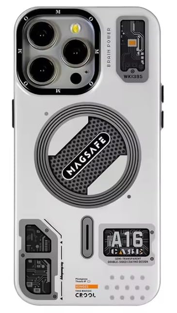 Next Store Trendy High-Tech Elements Wireless Charging Shockproof Phone Case Compatible for iPhone 11 Pro, Durable Hard PC Acrylic (White)