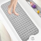 PlanetEase Bath Mat Anti Slip, Extra Long Bathtub Mat Non Slip Kids Shower Mat for Bathtub 40" x16"inch Durable Bath Mat for Tub Non Slip Baby Tub Mat with Strong Suction Cups - (Grey)