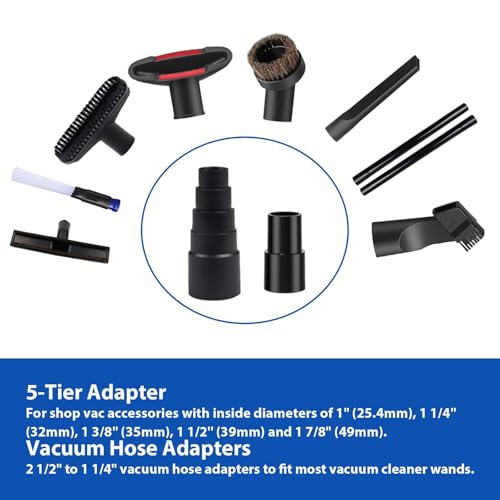 Image of 11 Pcs Universal vacuum brush attachment, vacuum accessories and attachments, 1 1 /4 inch vacuum attachments for shop vac accessories, Floor Brush Vacuum Extension Wand Vacuum Hose Adapter