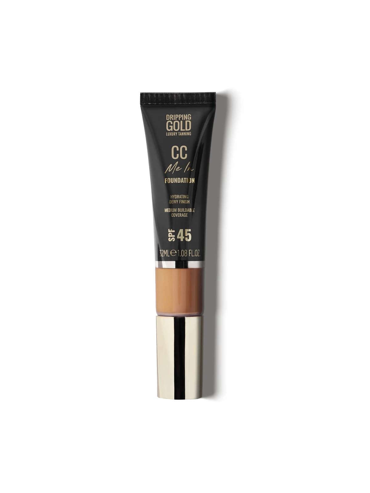 Dripping Gold CC Me In Tan – Full-Coverage CC Cream Foundation with SPF 45, Hydrating & Brightening Formula, Lightweight & Long-Lasting Makeup Base