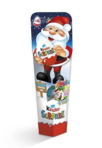 Oeuf KINDER Surprise 20g - Traditionnel étui de 4 oeufs Edition Spéciale Père Noël - Nouvelle version 2022/2023 - L'étui de 4 oeufs.