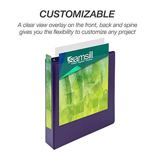 Samsill Earth’s Choice™, Durable Fashion Color 3 Ring View Binder, 1.5 Inch Round Ring, Up To 25% Plant Based Plastic, Eco-Friendly, Usda Certified Biobased, Purple, Value 2 Pack #TOP5