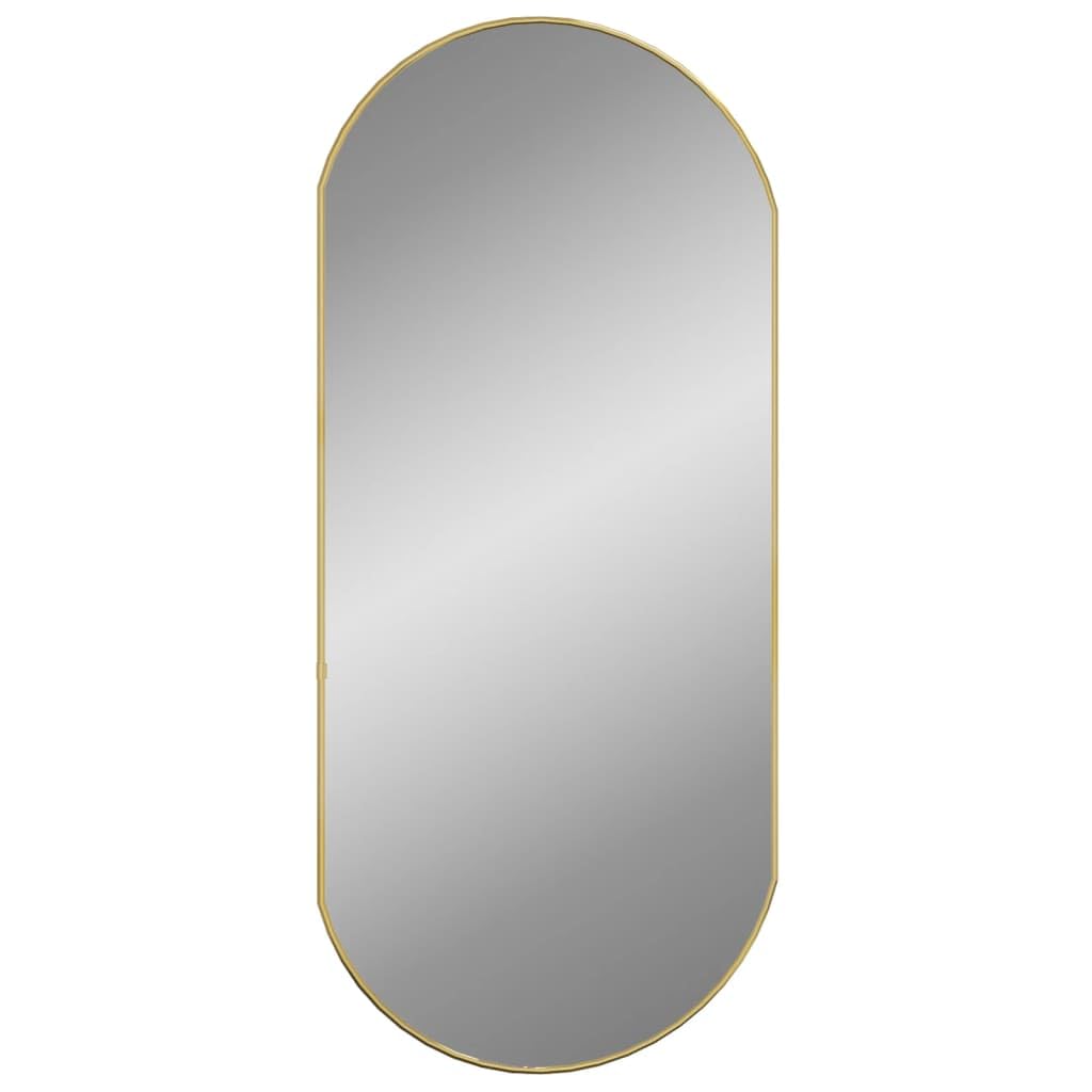 vidaXL Oval Wall Mirror - Gold Finish, 90x40 cm, PVC Frame for Vanity, Makeup, Living Room, and Hallway Use