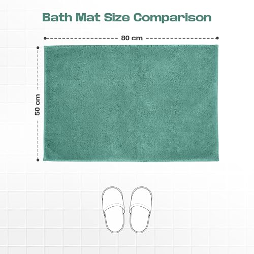 Image of enera Microfibre Bath Mat | Soft & Absorbent 2650 GSM | Non-Slip Latex Backing | Quick Dry, Washable Multipurpose Floor Mat for Bathroom, Bedroom, Kitchen & Home (Opella 40 x 60 cm) (Aqua)