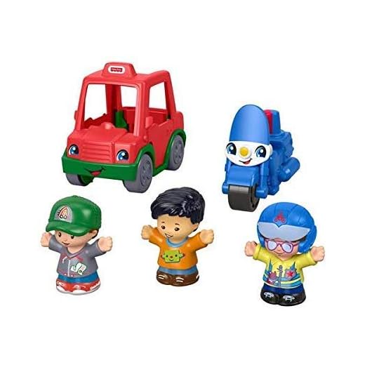 Fisher-Price Little People Share & Care Vehicle Gift Set with Police Motorcycle and Pizza Delivery Car