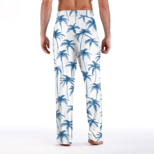 Mens Pajama Pants,Hawaiian Lightweight Cotton Pjs Bottoms Sleepwear & Lounge With Pocket, XS-5XL2