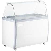 71-Inch Commercial Ice Cream Dipping Cabinet, White, 12 Tub Display with Curved Glass, LED Lighting, -15&deg; to 10&deg;F, Storage for 22 Containers