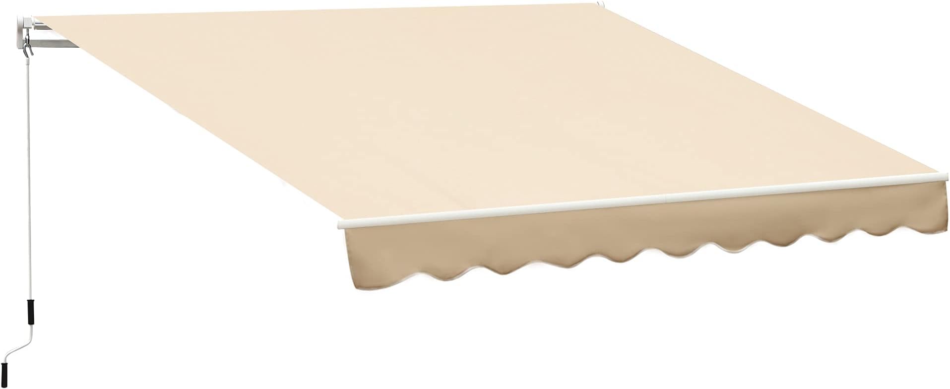 Outsunny 10' X 8' Manual Retractable Sun Shade Patio Awning - Sand 8' W x 10' L Beige