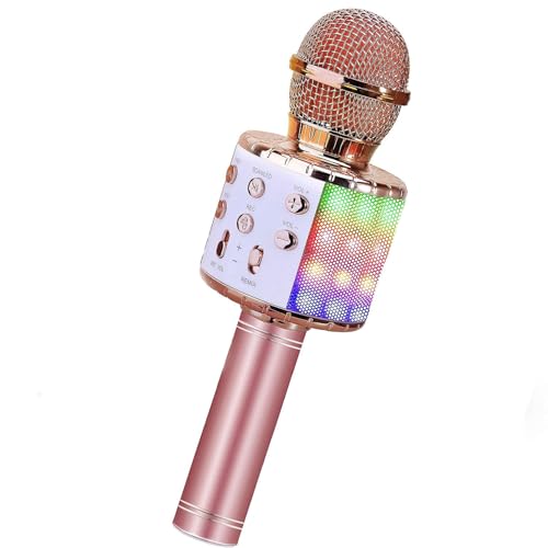 ShinePick Karaoke Wireless Microphone, Recording & Singing Microphone for Kids, 5 Different Voice Changers, Dancing LED Lights, Bluetooth Portable Karaoke Machine Child Toy for Phone/Pad/TV (Pink) ShinePick Karaoke Wireless Microphone, Recording & Singing Microphone for Kids, 5 Different Voice Changers, Dancing LED Lights, Bluetooth Portable Karaoke Machine Child Toy for Phone/Pad/TV (Pink)
