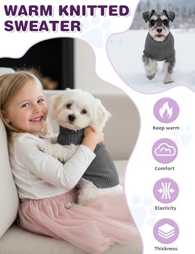 Image of Dog Sweaters for Small Medium Large Dog, Classic Turtleneck Pet Clothes Warm Thermal Doggy Winter Coat, Thick Double Knitting Collar Pullover Cold Weather Puppy Jacket for Indoor & Outdoor Wear