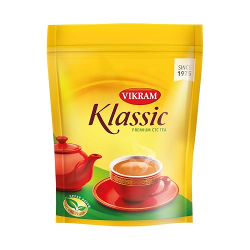 Image of Vikram Klassic Tea - Premium CTC Tea | Authentic Upper Assam & Second Flush Leaves | Strong, Flavorful & Aromatic Blend | Rich Amber Color, Uplifting Aroma & Unique Muscatel Taste | 1kg (Pouch)