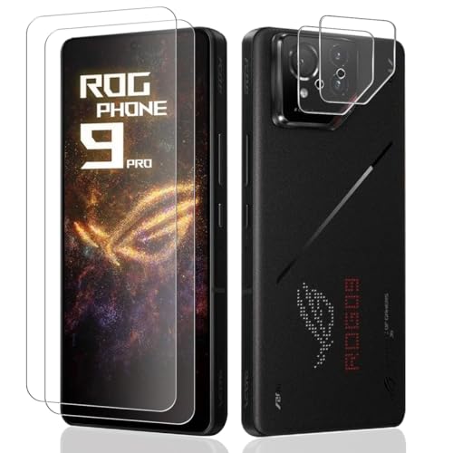 Teenrpov [2+2 Piezas Protector de Pantalla para ASUS ROG Phone 9 / ROG Phone 9 Pro 5G, Cristal Templado para ROG Phone 9 Pro 5G + Protector de Lente de Cámara, 9H Dureza Vidrio Templado