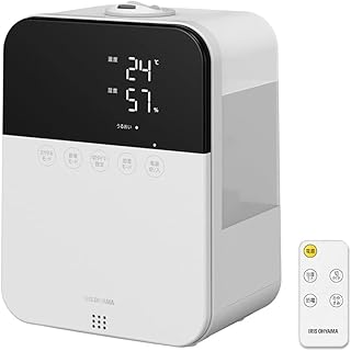 アイリスオーヤマ 加湿器 大容量 超音波式 スチーム式(加熱式) ハイブリット式 加湿量 350ml タンク容量 4.5L ~10畳 12時間連続加湿 アロマ対応 リモコン付 小型 卓上 デスク用 HDK-35-W ホワイト