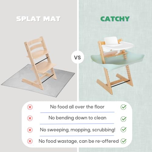 Image of CATCHY -Food Catcher-Compatible with Stokke Tripp Trapp High Chair +11 Other High Chairs-Highchair Sold Separately-Baby & Toddler Food & Mess Catcher-Premium Linen Inspired -Under High Chair Accessory | High Chair Food Catcher - High Chair Sold Separately - Baby & Toddler Food & Mess Catcher - Under High Chair Accessory
