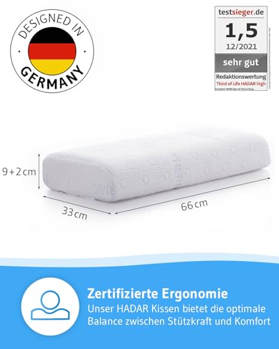 Third of Life Kopfkissen 40x80 HADAR, Höhenverstellbar, Hochwertiger Memory-Foam für die HWS,...