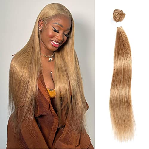 X-tress Honey Blone Bundle Straight Brazilian Remy Hair Color 27 Hair Weave Human Hair Extension 100% Virgin Human Hair Weave (20 Inch)