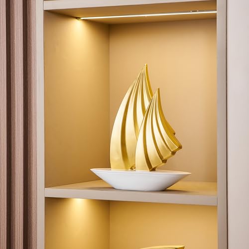 Estatua Decorativa de Resina Moderno Barco Dorado miniatura 5