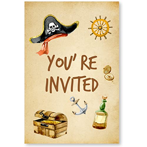 Soiceu Pirate Birthday Party Invitations With Envelopes Set Of 20 Pirate Treasure Map Kids Birthday Party Invites #TOP1