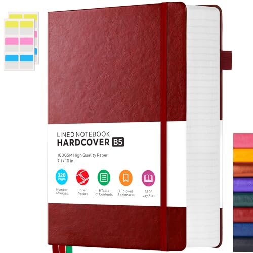 Carnet B5 ligné bordeaux rigide fini les pages volantes avec ce grand cahier de 320 pages