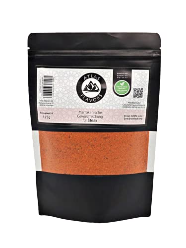 Atlas Flavors Gewürzmischung für Steak 125g - ohne Salz - aus Marokko - Ideal zum Würzen und Kochen von Rindfleisch - Intensiver Geschmack - Nachhaltige Verpackung Cover
